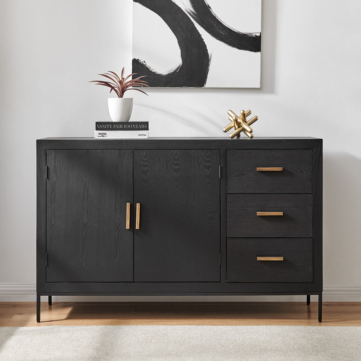 Brixton 2 door 3 drawer Sideboard - Black