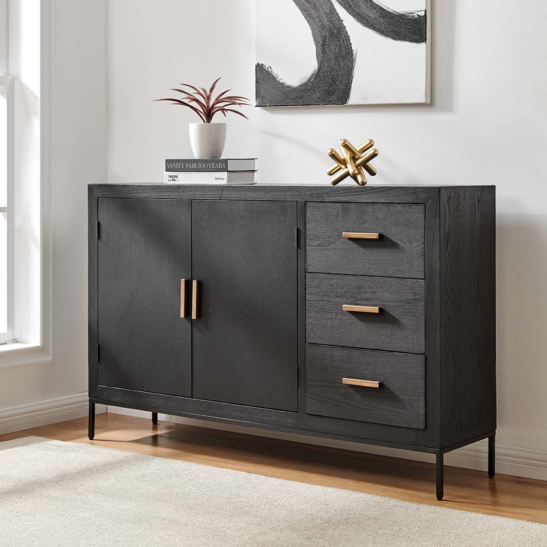 Brixton 2 door 3 drawer Sideboard - Black