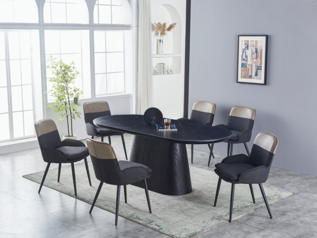 Calgary 200 cm Dining Table With Black Table Top