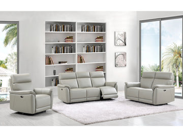 Carlton Electric Leather Sofa - Light Grey