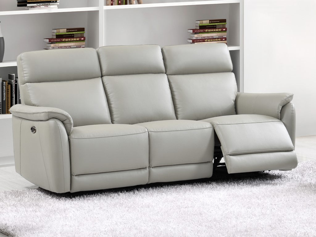 Carlton Electric Leather Sofa - Light Grey