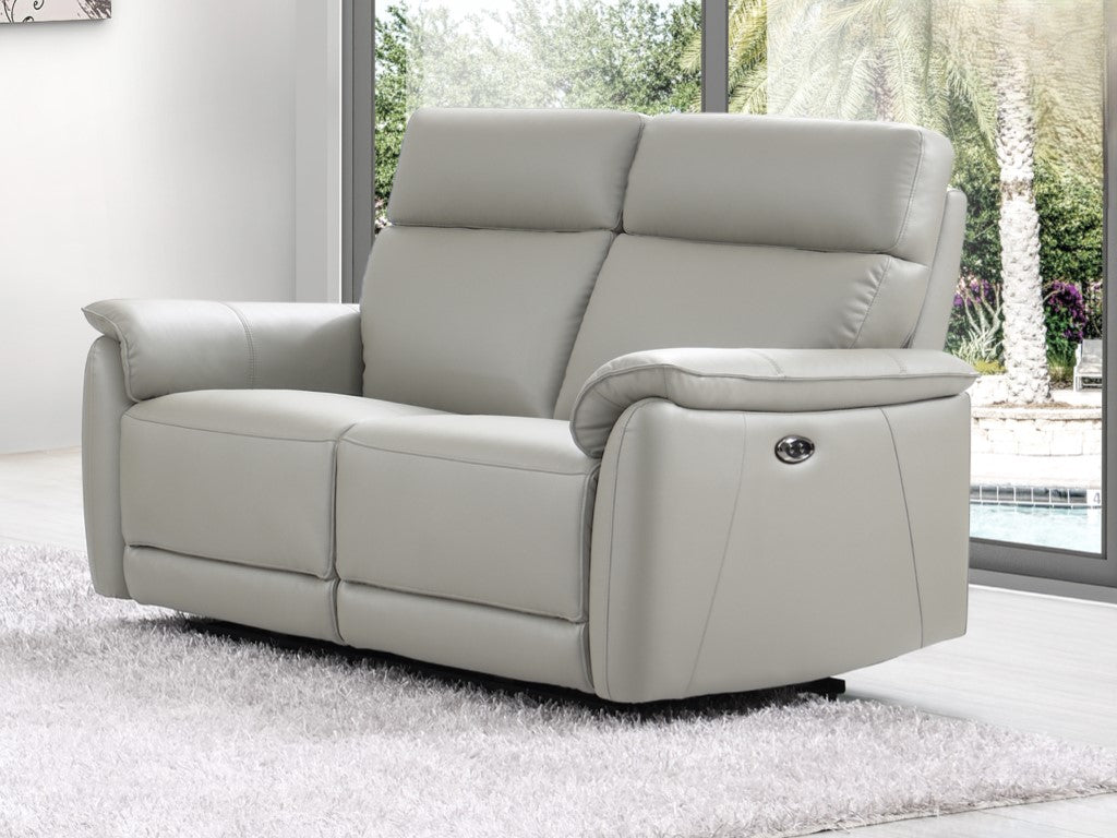 Carlton Electric Leather Sofa - Light Grey
