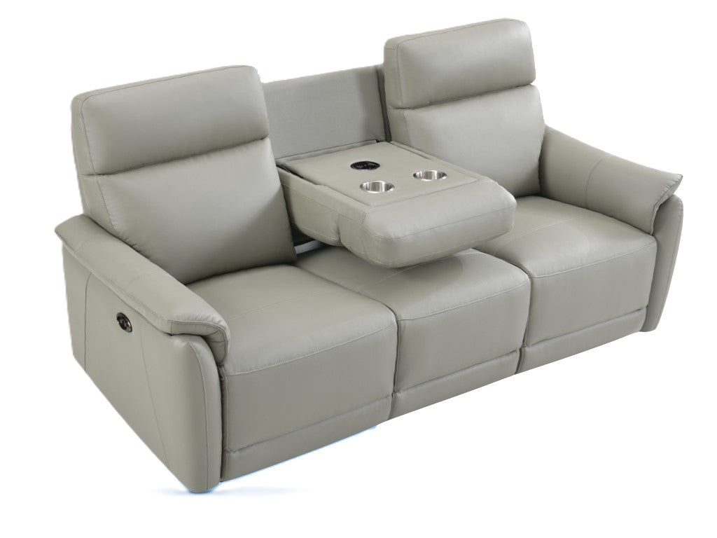 Carlton Electric Leather Sofa - Light Grey