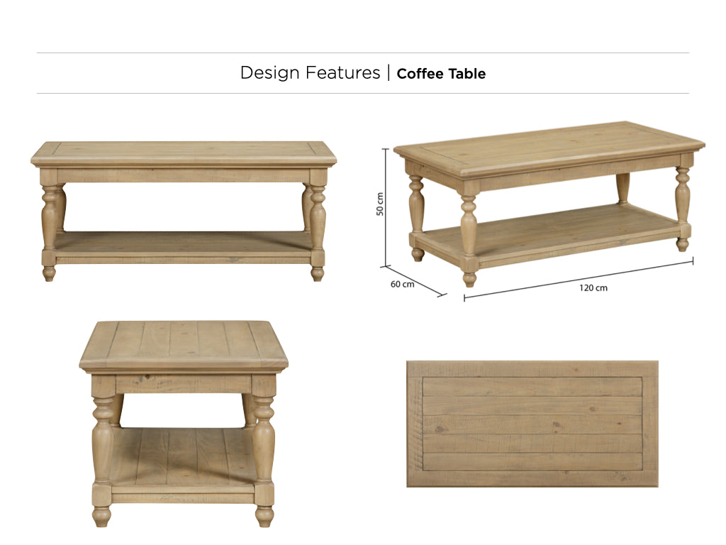 Chateau Rustic Pine Wood Coffee Table