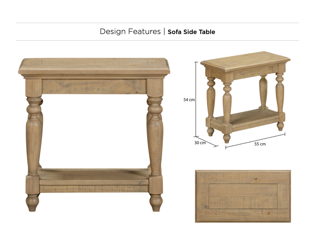 Chateau Rustic Pine Sofa Side Table