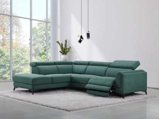 Cordova Corner Suite Green- Left Hand Facing Electric Recliner