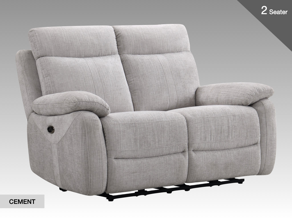 Covington 2 Seater Electric Recliner Sofa - Cement