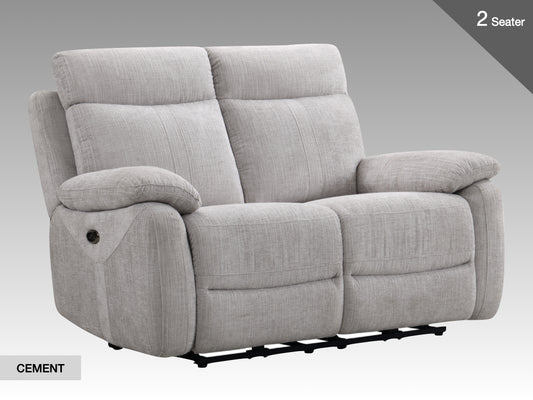 Covington 2 Seater Electric Recliner Sofa - Cement