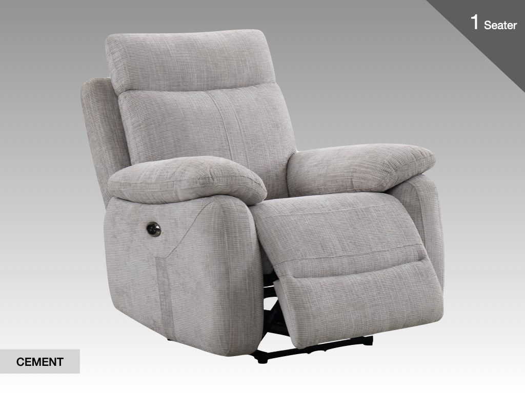 Covington Electric Recliner Armchair - Cement (Fabric)