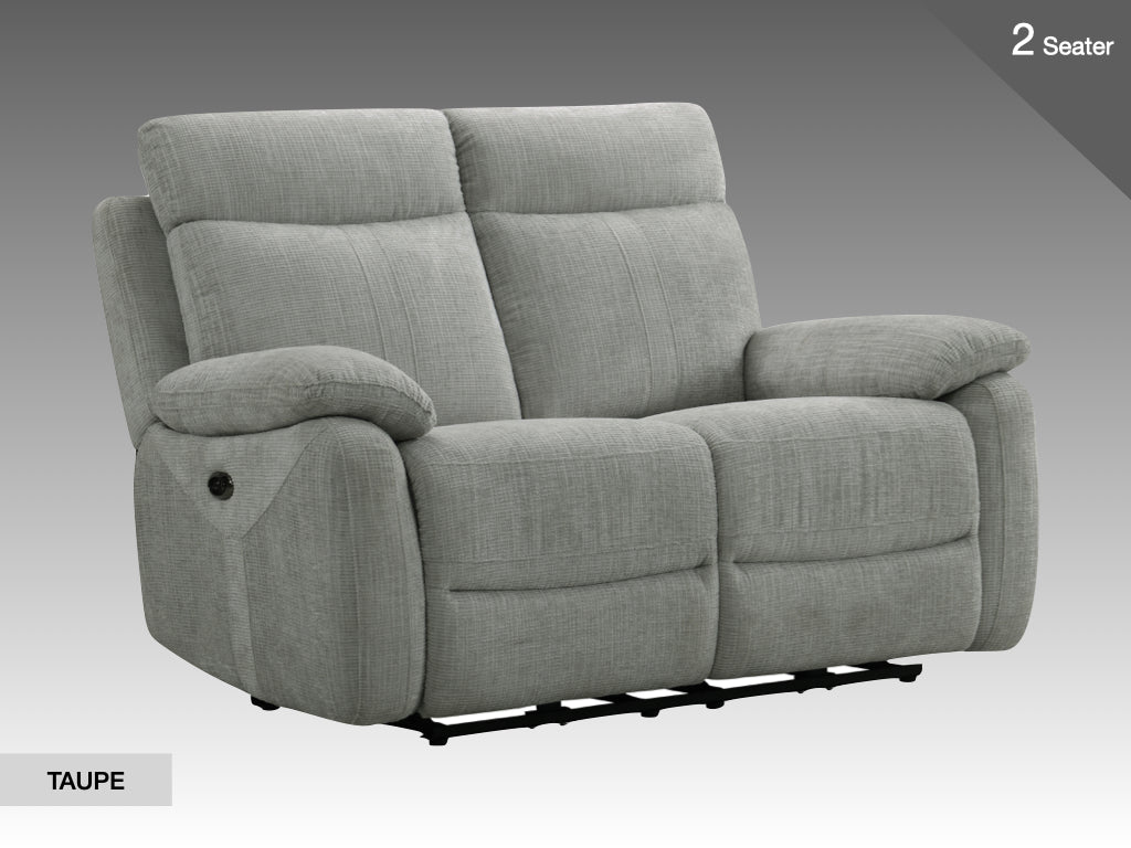 Covington 2 Seater Electric Recliner Sofa - Taupe (Fabric)