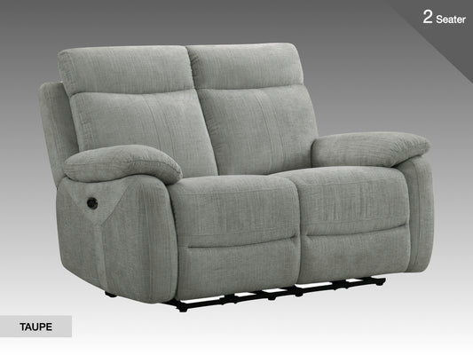 Covington 2 Seater Electric Recliner Sofa - Taupe