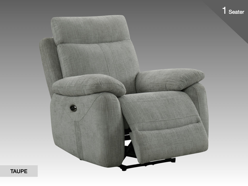 Covington Electric Recliner Armchair - Taupe (Fabric)