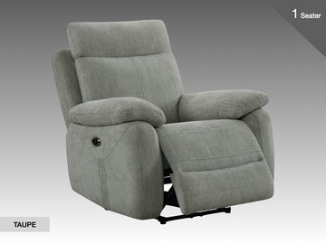 Covington Electric Recliner Armchair - Taupe (Fabric)