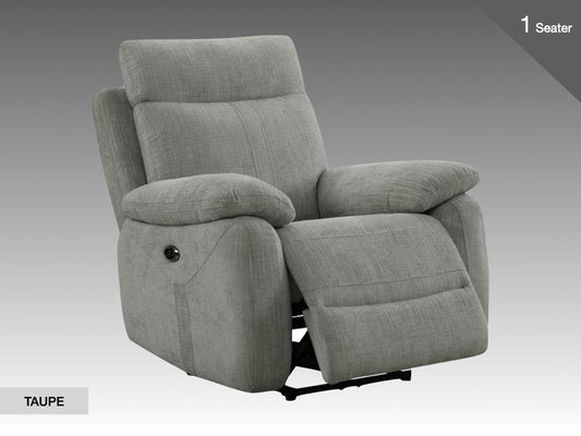 Covington Electric Recliner Armchair - Taupe (Fabric)