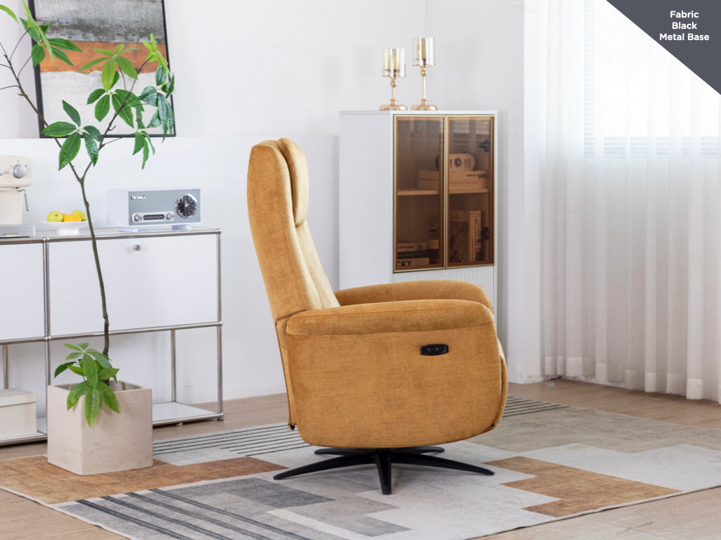 Caesar Swivel Electric Armchair - Amber