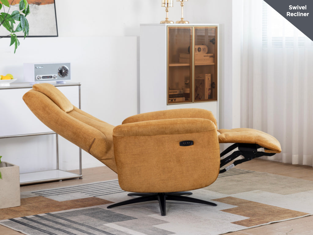 Caesar Swivel Electric Armchair - Amber