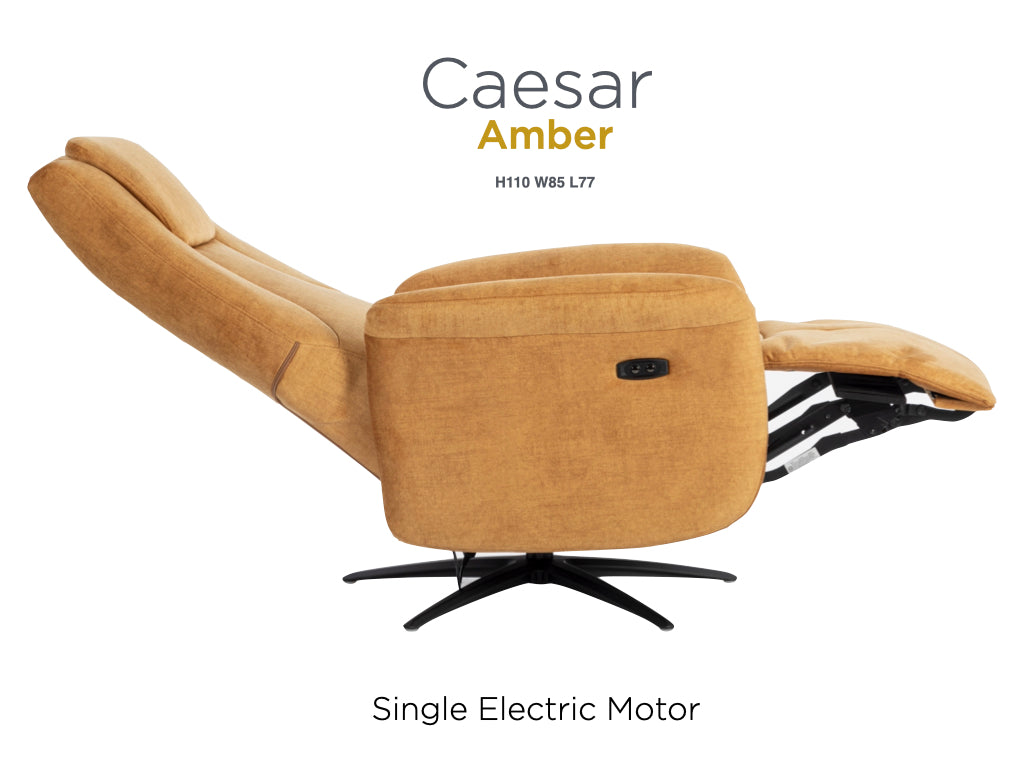 Caesar Swivel Electric Armchair - Amber