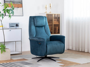 Caesar Swivel Electric Armchair - Ocean Blue