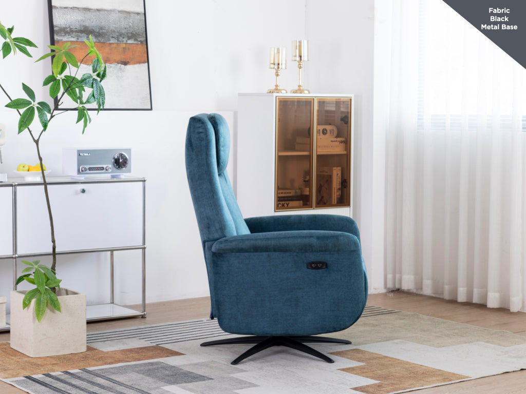 Caesar Swivel Electric Armchair - Ocean Blue