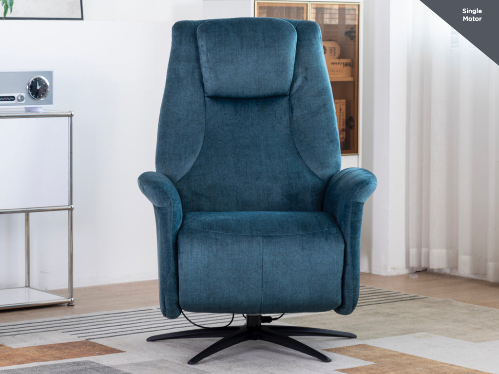 Caesar Swivel Electric Armchair - Ocean Blue