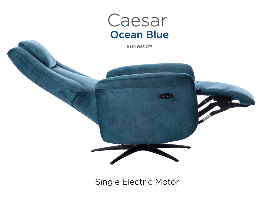Caesar Swivel Electric Armchair - Ocean Blue