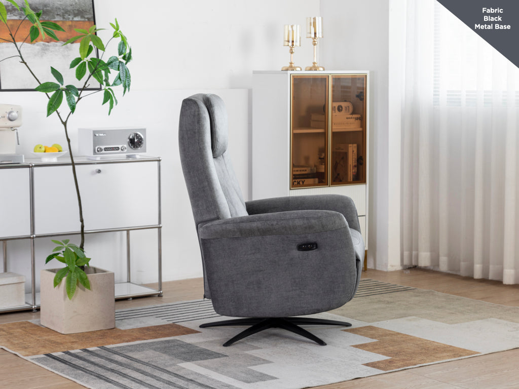 Caesar Swivel Electric Armchair - Grey