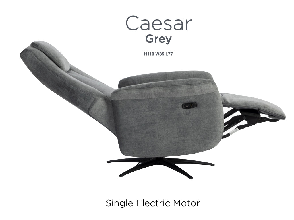 Caesar Swivel Electric Armchair - Grey