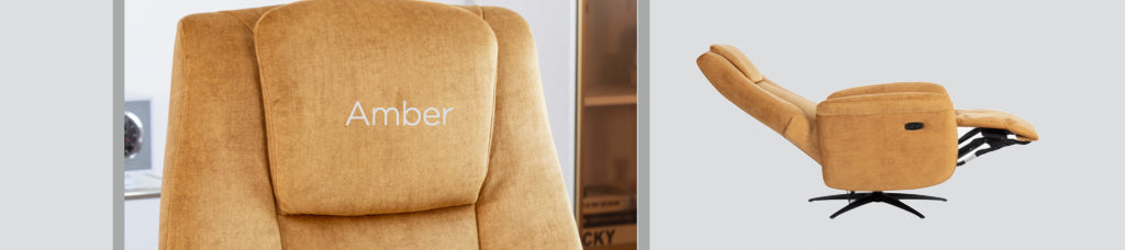 Caesar Swivel Electric Armchair - Amber