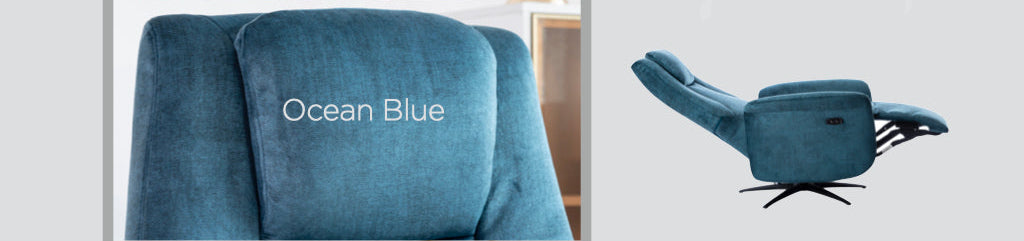 Caesar Swivel Electric Armchair - Ocean Blue
