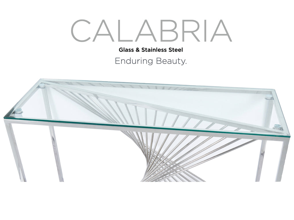 Calabria Coffee Table  Glass and Stainless Steel