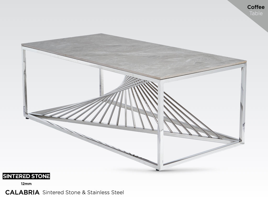 Calabria Coffee Table - Sintered Stone and Stainless Steel