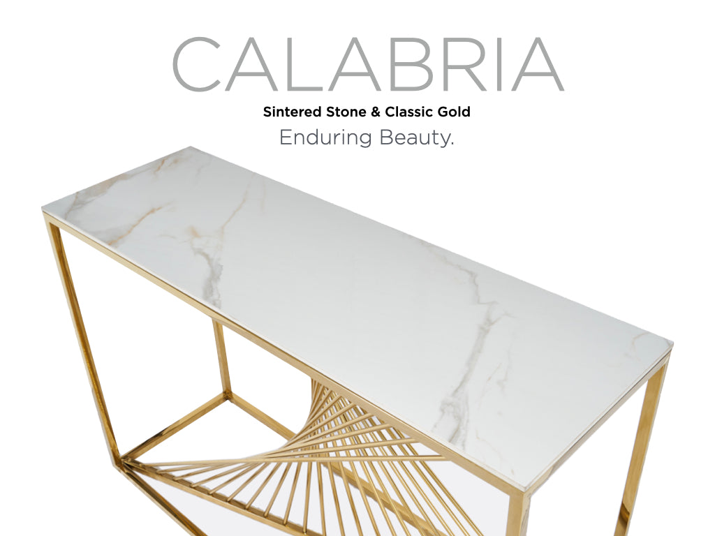 Calabria Console Table - Sintered Stone and Gold