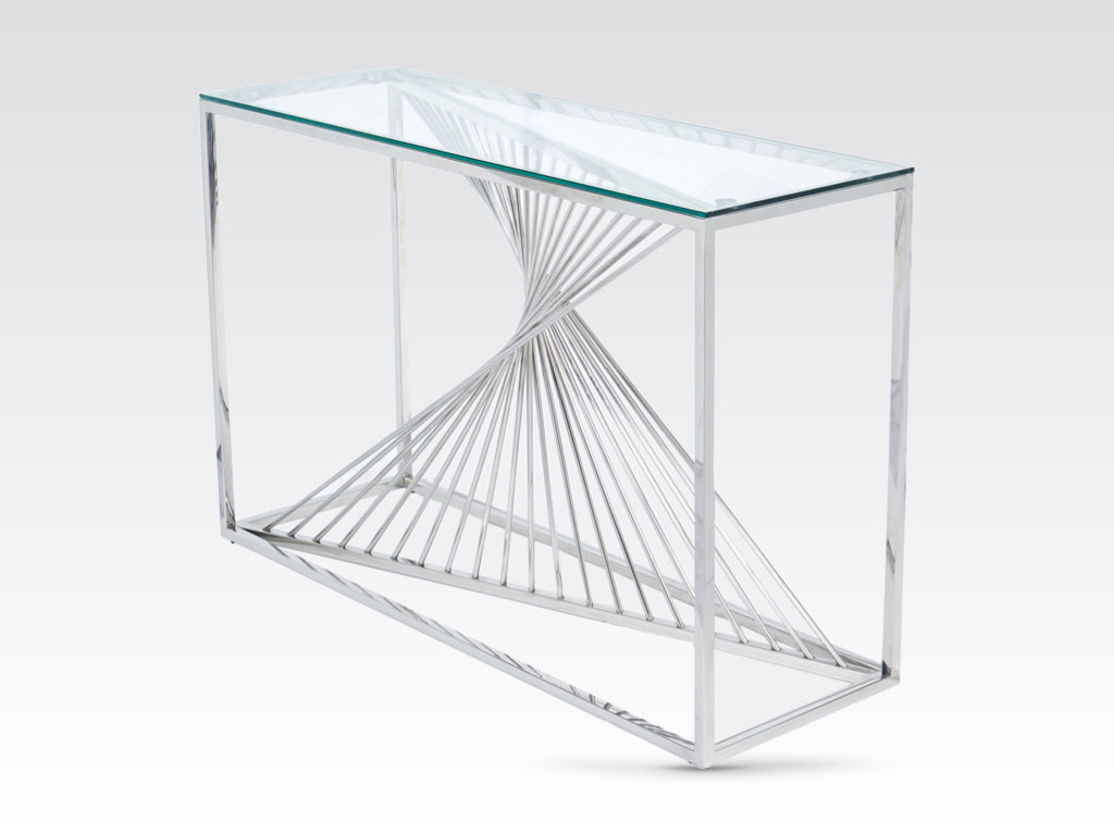 Calabria Console Table - Glass and Stainless Steel