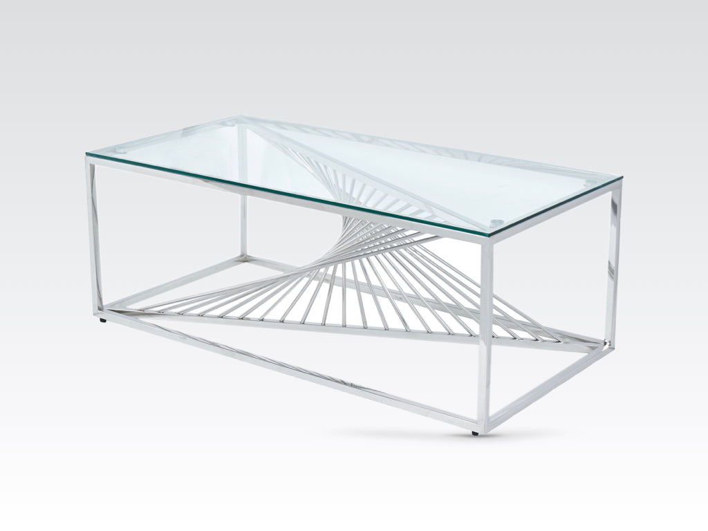 Calabria Coffee Table  Glass and Stainless Steel