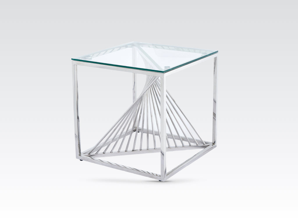 Calabria End Table - Glass and Stainless Steel