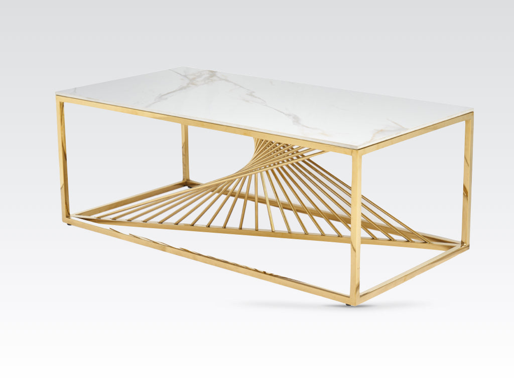 Calabria Coffee Table  Sintered Stone and Gold