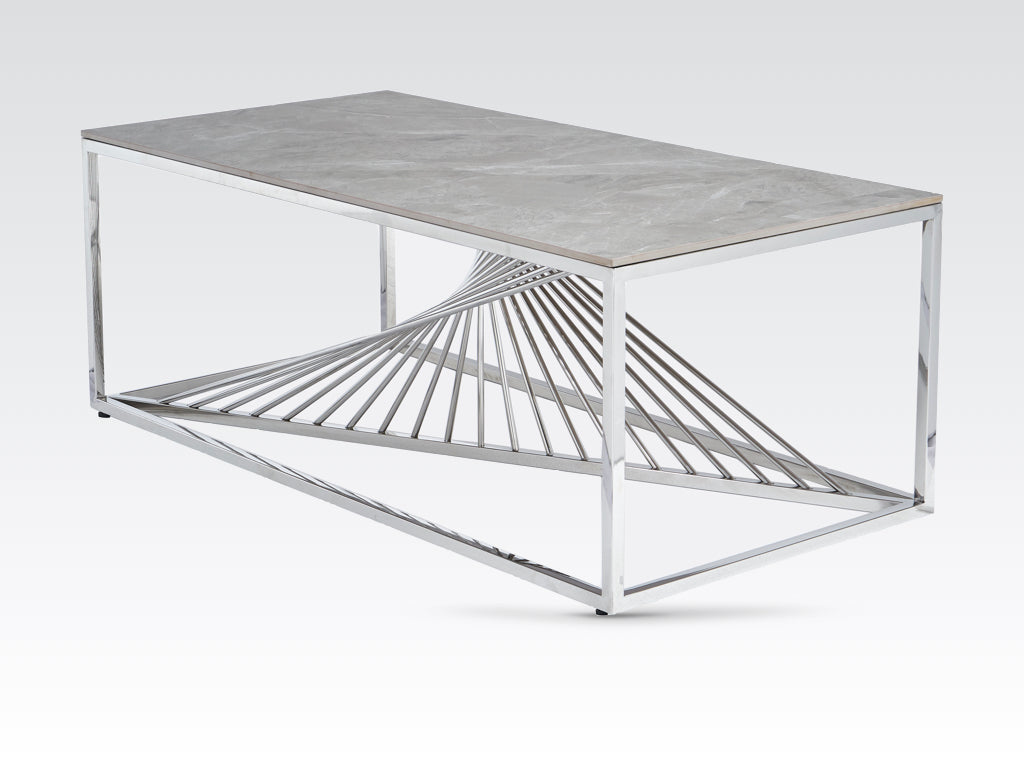Calabria Coffee Table - Sintered Stone and Stainless Steel