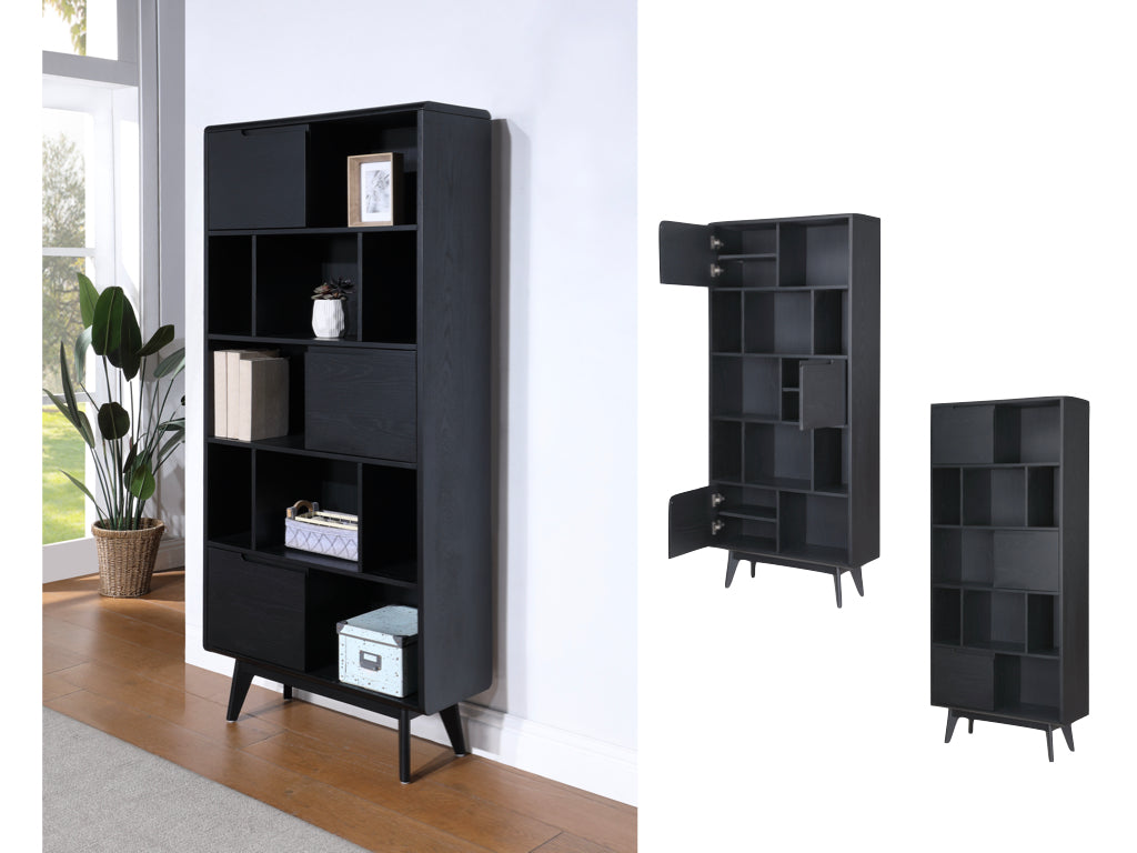 Carrington Large Double Bookcase - Black