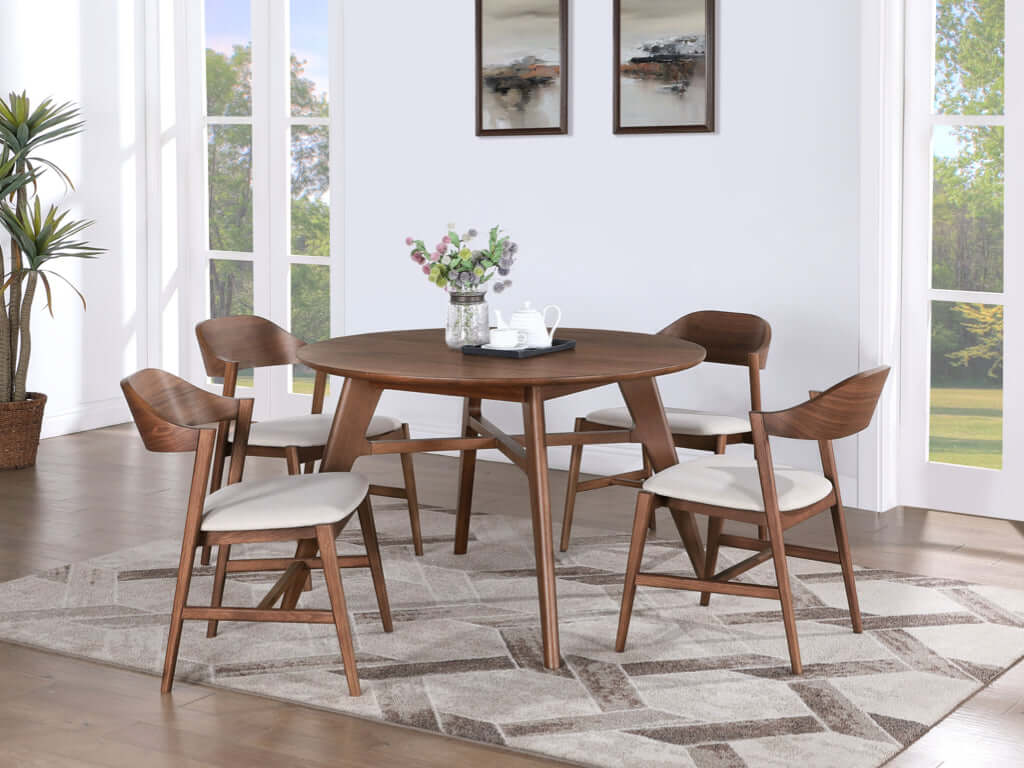 Carrington 120cm Round Dining Set With 4 Chairs - Walnut