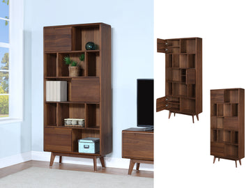 Carrington Large Double Bookcase - Walnut
