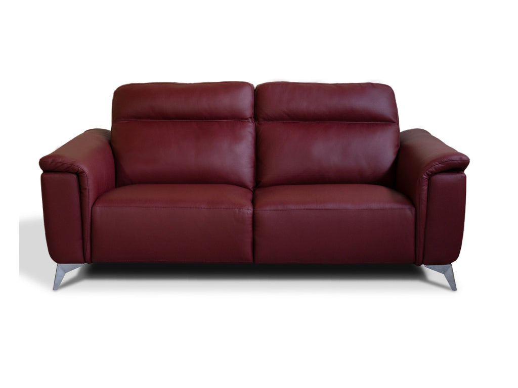 Casilina 3 Seater Leather Fixed Sofa - Bordeaux