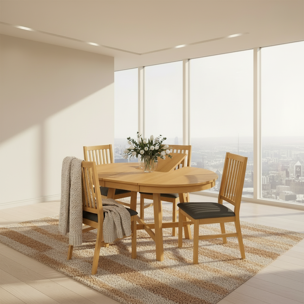 Roseville Dining Set Including 4 Chairs - Light Oak 