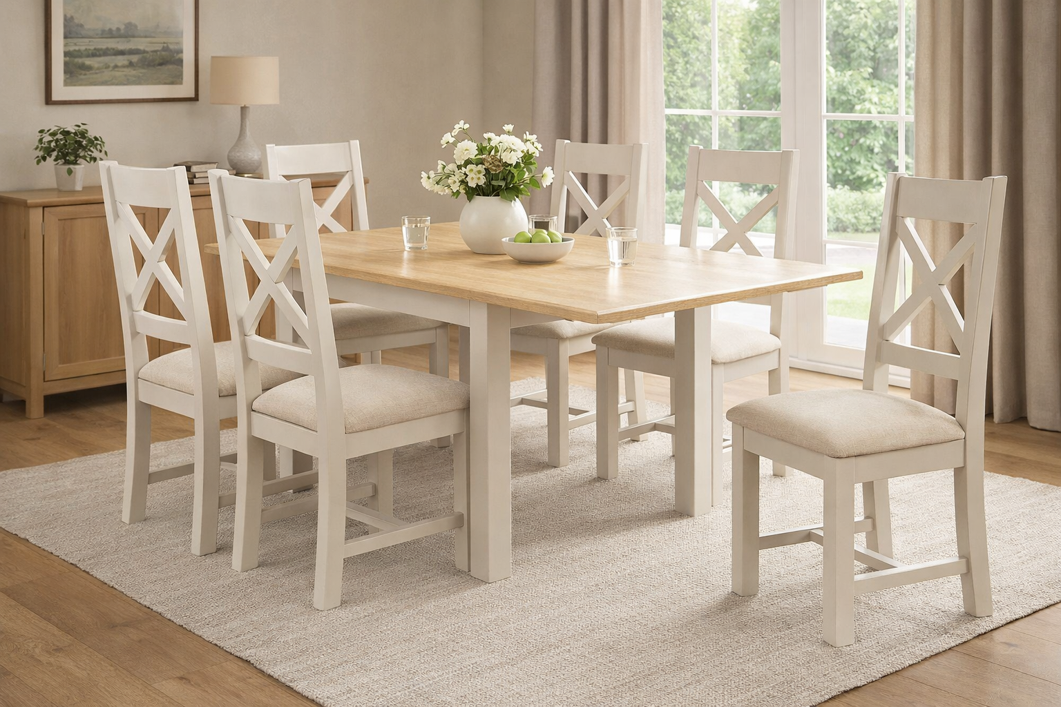 Windermere 140cm Butterfly Extension Dining Set (Table + 6 Chairs) - Painted