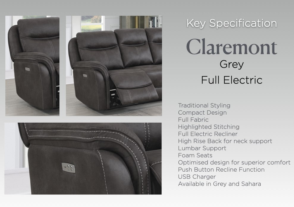 Claremont 3 Seater Electric (Grey)