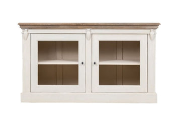 Cornwall 2 Door Chest - Antique White/ Oak Wash Top