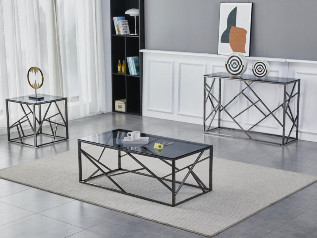 Cortez Console Table - Titanium And Smoked Glass