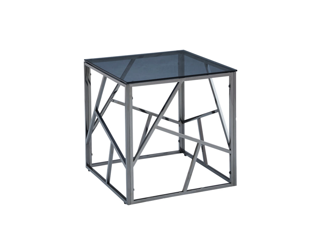 Cortez End Table - Titanium And Smoked Glass