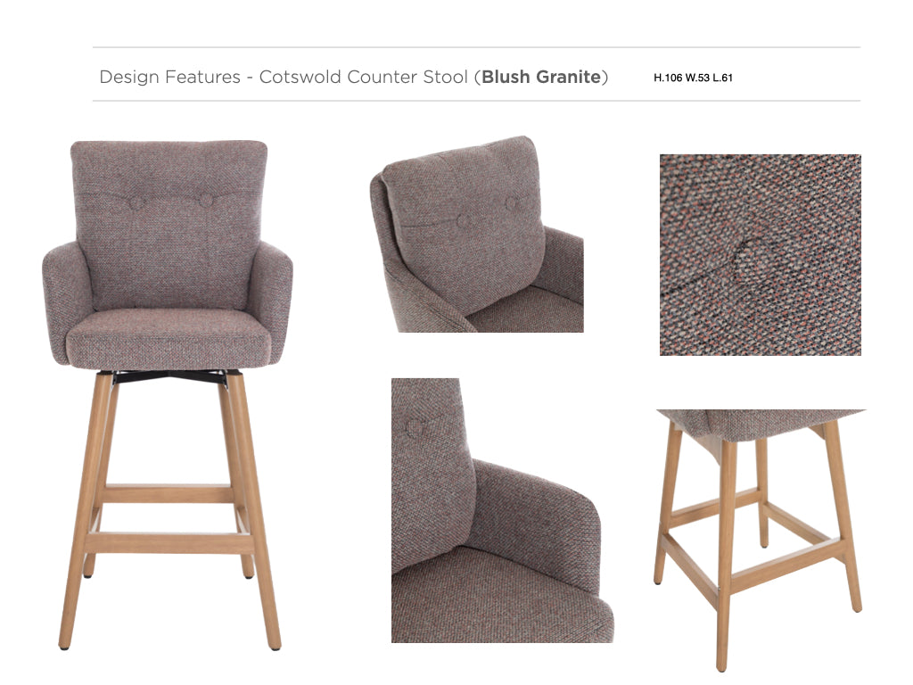 Cotswold Fabric Counter Stool Set of 2