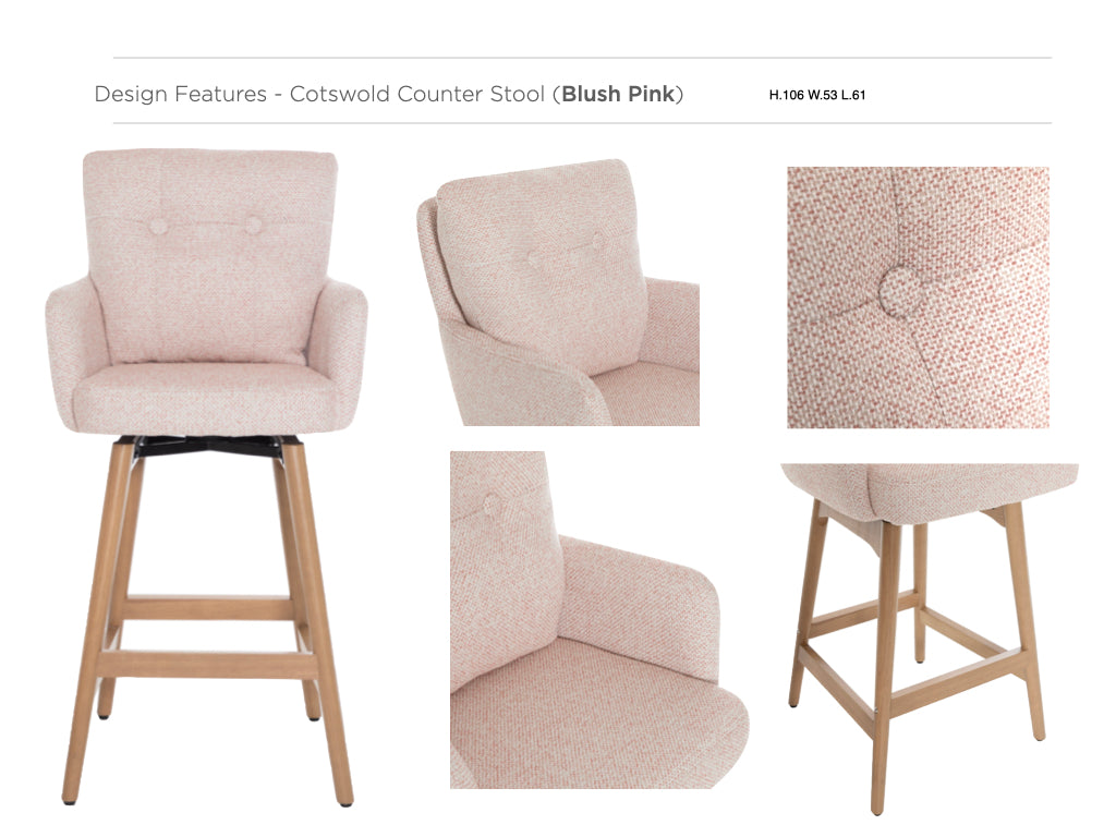 Cotswold Fabric Counter Stool Set of 2