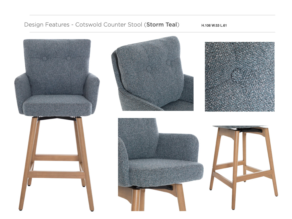 Cotswold Fabric Counter Stool Set of 2